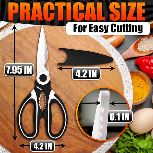 Kitchen Shears for Food Heavy Duty – Kitchen Scissors All Purpose with Cover, 2CR13 Stainless Steel Blades, Rust-Resistant Utility Scissors with B...