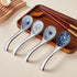 Ceramic Asian Soup Spoon set of 4, Japanese Ramen Spoon in Different Pattern, Perfect for Ramen, Noodle, Chinese Wonton, Vietnamese Pho, Soup Dump...