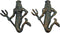 Wowser Green Cast Iron King Neptune Wall Hooks, Set of 2, 6.5 Inches...
