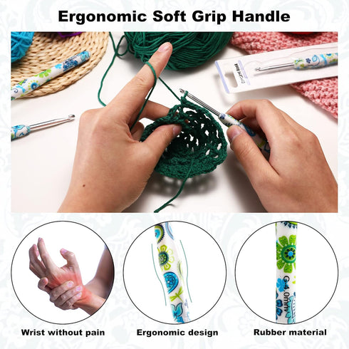 5.5mm Looen Crochet Hook, Ergonomic Handle for Arthritic Hands, Soft Rubber Grip Extra Long? Knitting Needles for Crochet Beginners, Knitting Enth...