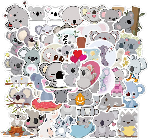 Koala Bear Stickers 50pcs - Cute Boy & Girl Stickers for Laptop, Water Bottle, Luggage, Snowboard, Bicycle, Skateboard - Waterproof Decals...