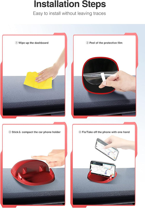 Loncaster Car Phone Holder, Car Phone Mount Silicone Car Pad Mat for Various Dashboards, Slip Free Desk Phone Stand Compatible with iPhone, Samsun...