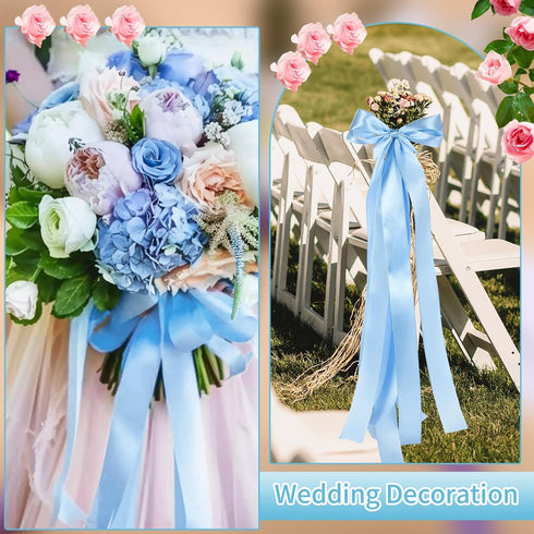Blue Ribbon, 60 Yards 1 1/2 Inch Light Blue Ribbon Baby Blue Satin Ribbon for Gift Wrapping Wedding Invitation Flower Bouquet Crafts Party Home De...