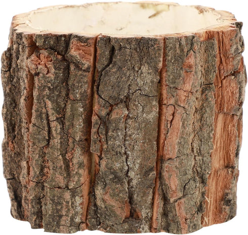 Healeved Tree Stump Planter Wooden Flower Pot Wood Vase Rustic Bark Planter Country Style Home Decor Planter Natural Wood Flower Pot 10cm...