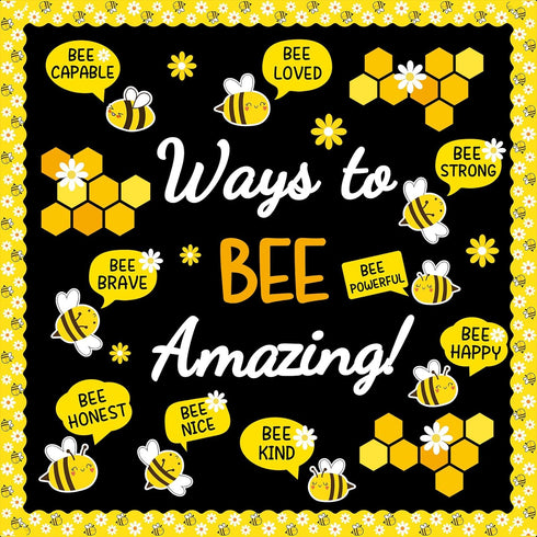 Ways to Bee Amazing Classroom Bulletin Board Decoration Inspirational Quotes Summer Bee Daisy Cutouts Bulletin Board Set for School Teacher Chalkb...