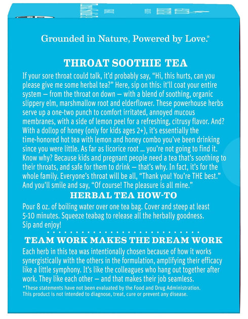 Throat Soothie Tea with Elderflower for Immune Support | Formulated with No Licorice | Safe for Kids & During Pregnancy, 16-Count (Packaging May V...