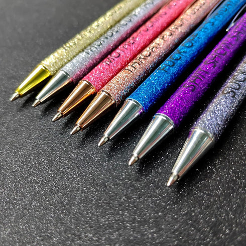 Jxueych 7 Pcs Funny Ballpoint Pen Set Gift for Coworker, Days of The Week Daily Glitter Pen, Black Ink Medium Point 1.0 Mm Smooth Writing...
