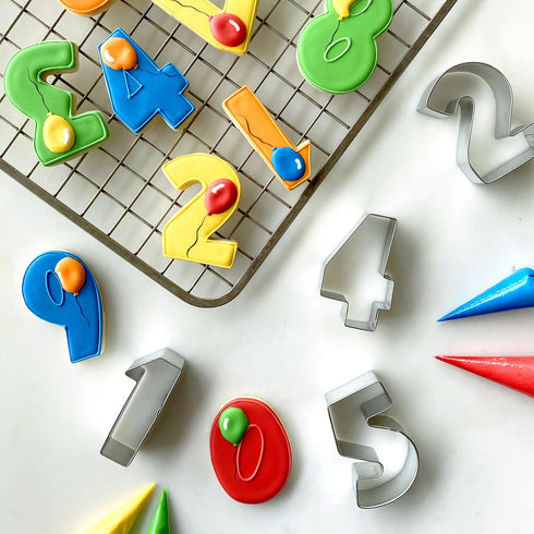R&M 1-9 Number Cookie Cutters with Cut-Outs. 2.5” 9-Piece Gift Set...