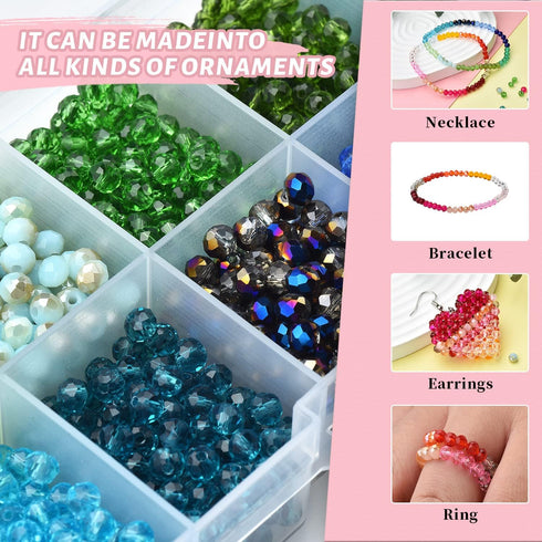 Glass Beads for Jewelry Making, 3000PCS Mulitcolor Beads 20 Colors 4mm Rondelle Crystal Beads, Beading Craft Kit, Spacer Beads for Bracelets, Neck...