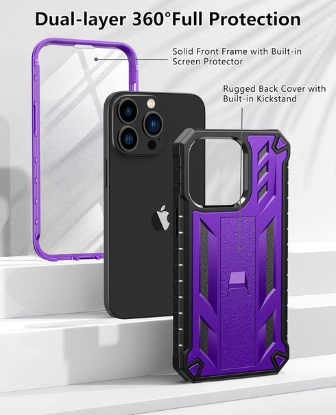 SOiOS for iPhone 13-Pro Phone Case: Military Grade Drop Proof Protection Mobile Cover with Kickstand | Matte Textured Rugged Shockproof TPU | Prot...