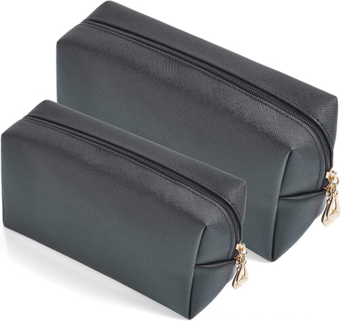 2pcc set PU Leather Cosmetic Bag for Women Minimalism Makeup Bag for Daily Use Portable Storage Purse Small Neat Cosmetic Pouch Water-resistant To...