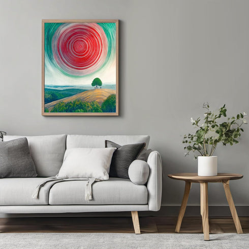 Posterizer 1 pcs-surrealism serene scene in alien planet with red sun 1-Abstract & Modern Art-Landscape & Nature Art-Gift for Men Women Entreprene...