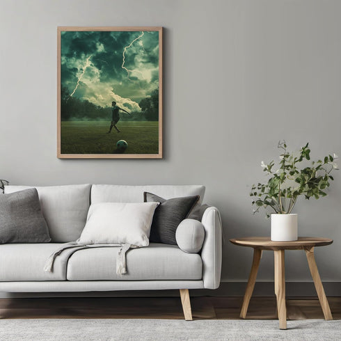 Posterizer 1 pcs-football-soccer match with storm clouds and lightning 2-Sports & Hobby Art Gifts for sports fans Decor for Home & Office- unframe...