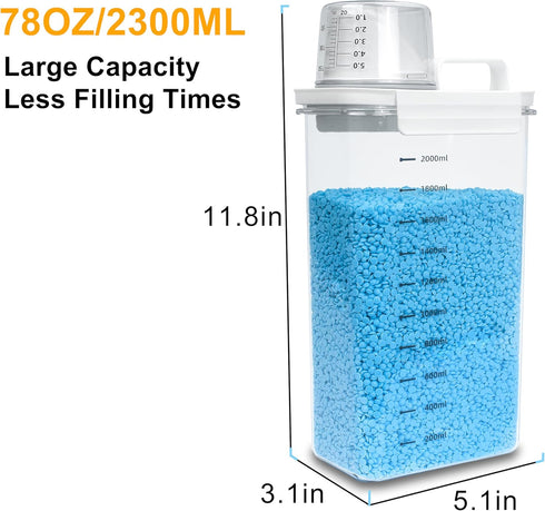 Laundry Detergent Dispenser, 78oz Laundry Detergent Container for Laundry Room Organization, Clear Laundry Soap Dispenser for Fabric Softener, Lau...