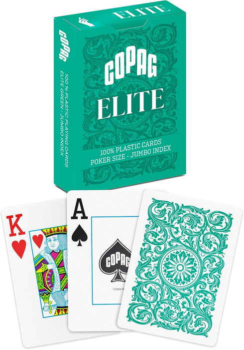 Copag Elite 100% Plastic Playing Cards, Poker Size (Standard) Jumbo Index Single Deck (Green)...