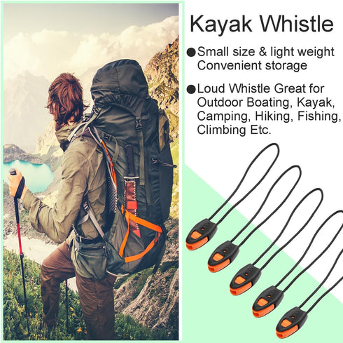 5 Pack Zipper Pull Whistles, Loud Emergency Survival Whistle for Kayak Canoe Fishing Lanyard Zipper Pull Cord Ends Lock Paracord Knife Outdoor Cam...
