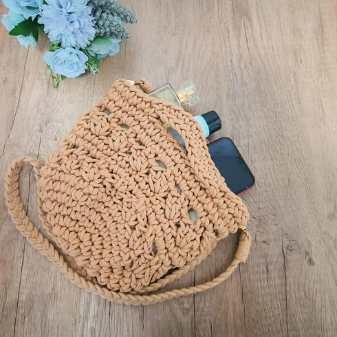 Summer Crossbody Bag Crochet Purse Women Handbag Beach Bag Knit Bag Shoulder Bag for Travel Vacation Khaki...