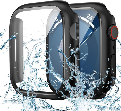 Goton Waterproof Case for Apple Watch 41mm Series 9 8 7 with Tempered Glass Screen Protector, iWatch Full Protective Hard PC Bumper Case Face Cove...