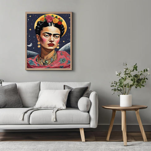 Posterizer 1 pcs- Frida Kahlo inspied art-strarry night sky theme-Famous Figures Art Collection-Fantasy & Fiction Art- Living Room Bedroom Decor- ...