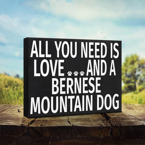 JennyGems Bernese Mountain Dog Gifts, All You Need is Love and a Bernese Mountain Dog, Shelf Decor and Wall Hanging, Made in USA...
