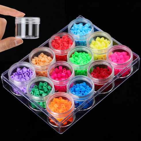 Blulu Clear Bead Organizer Bead Storage Containers Set with 12 Boxes (1.5 x 1.5 x 1.38 Inches)...