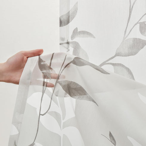 Madison Park Cecily Semi Sheer SINGLE Panel Window Curtain Burnout Botanical Print, Easy To Hang, Fits up to 1.25" Diameter Rod, 50x84", Leaves Gr...