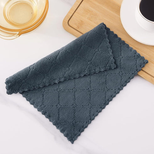 Homaxy 12 Pack Kitchen Dish Cloths (10 x 10 Inches, Dark Grey), Super Soft and Absorbent Coral Velvet Dish Towels, Nonstick Oil Fast Drying Microf...