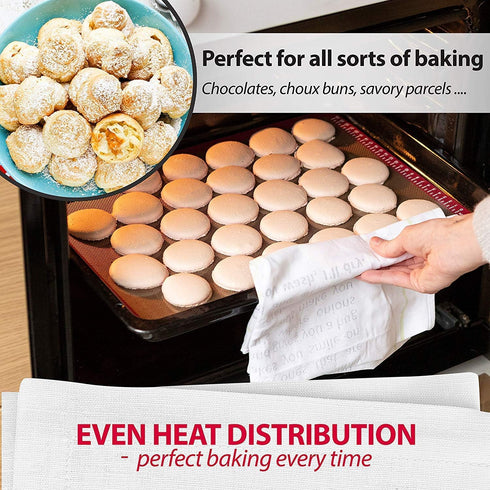 MIU Macaroon Silicone Baking Mat, Non-Stick Cookie Baking Mat, 2 Half Sheets and 1 Quarter Sheet, Perfect Baking Pad Cookie Kit for Macarons, Cake...