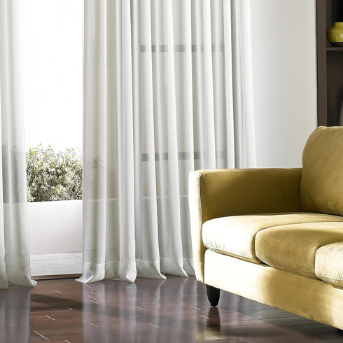 Curtainworks 1Q804304WI Soho Voile Sheer Grommet Panel, 59 by 144", Winter White...