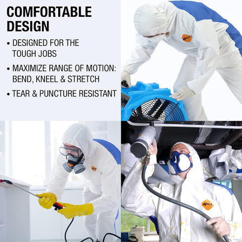Coveralls for Men Heavy Duty All Purpose - Breathable & Comfortable Disposable Coveralls - Maximum Protection Men's Coveralls for Painting & Agric...