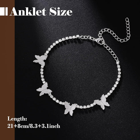 DoreenBow Dainty Layered Anklet Butterfly Initial Heart Evil Eye Ankle Bracelets for Women Rhinestone Simple Chain Anklet Gold Foot Anklet Summer ...