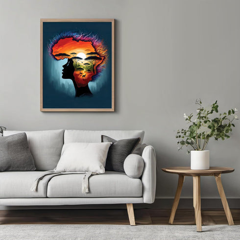 Posterizer 1 pcs-Abstract African Sunset Landscape & woman-Afro-American Art Collection-Inspirational Women's Art-Gifts for Women- UNFRAMED Wall A...