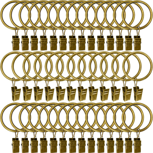 40 Pack Metal Curtain Rings with Clips, Drapery Clips Hooks, Decorative Curtain Rod Clips 1.5 in Interior Diameter, Antique Bronze...