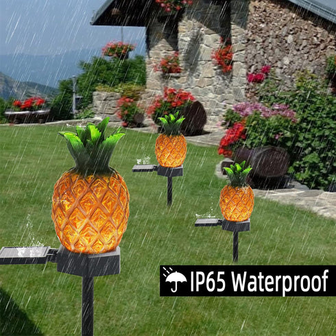 Garden Decor Solar Stake Lights - 2 Pack Outdoor Pineapple Waterproof Lights Pathway Yard Lawn Walkway Decoration...