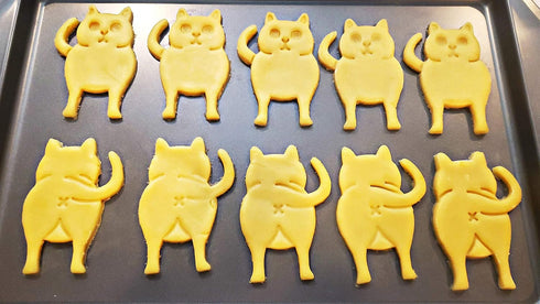 Chonky Kitty Cookie Cutter Set - 2 Pieces - Large 4" Size - Front and Back Cat Butt Cookie Cutters - Baking Supplies - Fondant - Candy - Sandwich ...