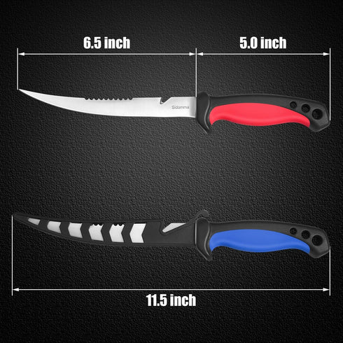2 pcs Fishing Fillet Knife Set Stainless Steel 6.5 Inch Pro Fish Knife for Filleting, Fishing Gear, Fishing Tool Set, Fishing Sccessories Gifts fo...