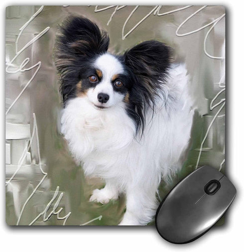 3dRose Black and White Papillon Mouse Pad (mp_8334_1)...