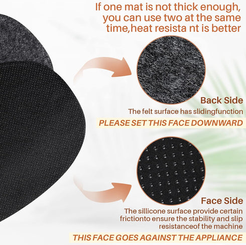 2 Pcs Oval Slow Cooker Heat Resistant Mat for 6-8 Quart Non Skid Countertop Heat Protector Mat Kitchen Appliance Mats for Air Fryer Kitchen Suppli...
