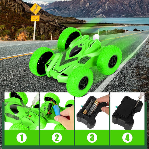 RC Stunt Cars for Boys Age 6 Year Old Kids Toys RC Cars with Lights UP 4WD 2.4Ghz Double Sided 360° Rotating RC Truck Kids Easter, Halloween Xmas ...