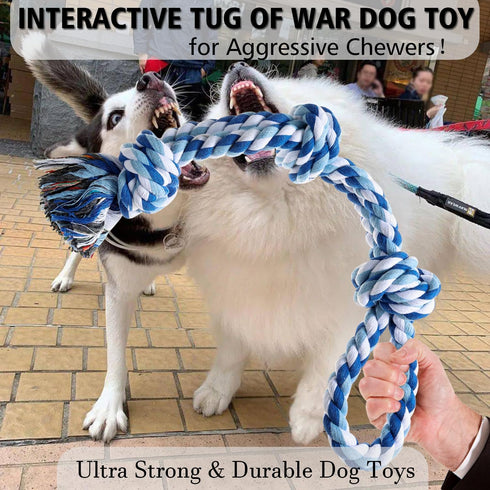 Dog Rope Toys 2 Pcs Indestructible Dog Toys, Dog Chew Toys for Aggressive Chewers, Tough Puppy Teething Chew Toys for Boredom, Dental Cleaning Tug...