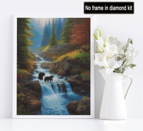 5D Diamond Painting Landscape, Paint with Diamonds DIY Diamond Art Forest Woods Streams, Diymood Painting by Number Kits Full Drill Rhinestone for...