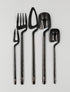 Modern Flatware - Luxury Stainless Steel Utensil Elegant Dinnerware Cutlery Set, Dishwasher Safe Forks Knives Spoons, Tableware (Black, 5pcs, Serv...