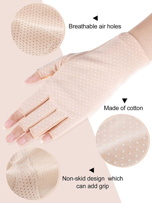 Handepo womens 6 Pairs Sunscreen Fingerless Summer UV Protection Driving Riding Fishing Gloves, Multicolored, Medium...
