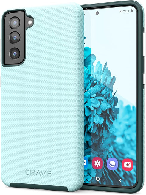 Crave Dual Guard for Galaxy S21 Case, Shockproof Protection Dual Layer Case for Samsung Galaxy S21, S21 5G (6.2 inch) - Aqua...