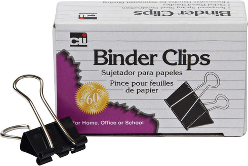 Charles Leonard Binder Clips, Medium, 5/8 Capacity, Black/Silver, 12-Box (BC-05)...
