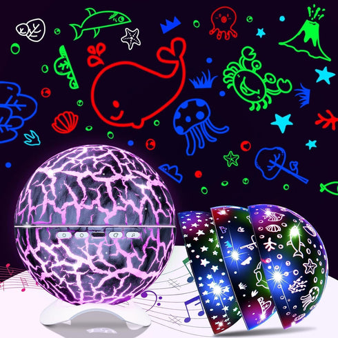 Night Light Projector,Night Light for Kids Room with 3 Films-Stars,Oceans,Dinosaurs,45 Projection Effects,16 Night Light Mode,360° Rotation Ceilin...