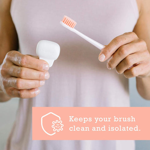 Haven Toothbrush Cover - Fits Electronic and Manual Toothbrushes - Toothbrush Case Holder for Travel - Set of Two Tooth Brush Cap Protectors (Whit...