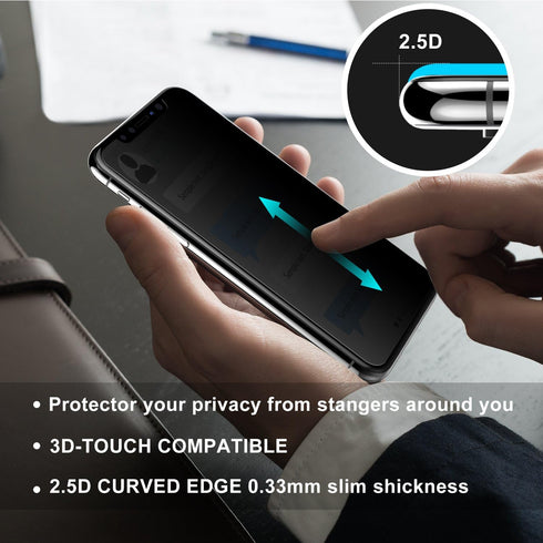 Privacy Screen Protector iPhone X?Entwth Case Friendly 3D Touch 9H Hardness Anti Spy/Scratch/Fingerprint Tempered Glass Film for iPhone X/10, Easy...