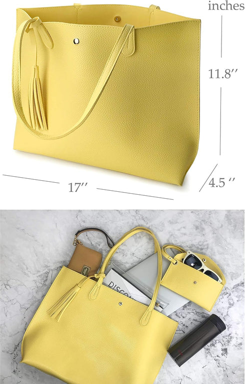 Minimalist Clean Cut Pebbled Faux Leather Tote Womens Shoulder Handbag...