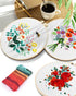 TINDTOP Embroidery Kit for Adult Beginners, Flowers Embroidery Kit for Beginners Include Embroidery Cloth Hoops Threads for Craft Lover Hand Stitc...